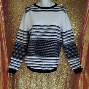 Striped Black & White Knit Sweater - Women's
